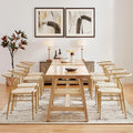 Wood Rattan Weave Dining Armchairs Set of 2